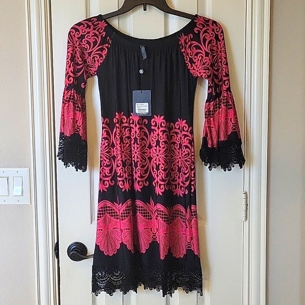 NWT White Mark size small pink and black dress